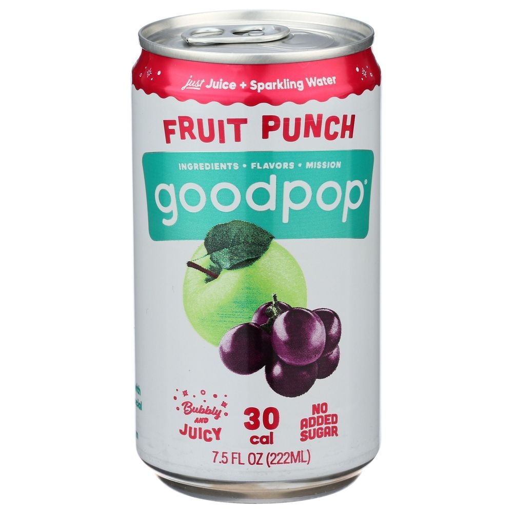 Goodpop Fruit Punch Sparkling Juice, 7.5 Fluid Ounce -- 24 per case