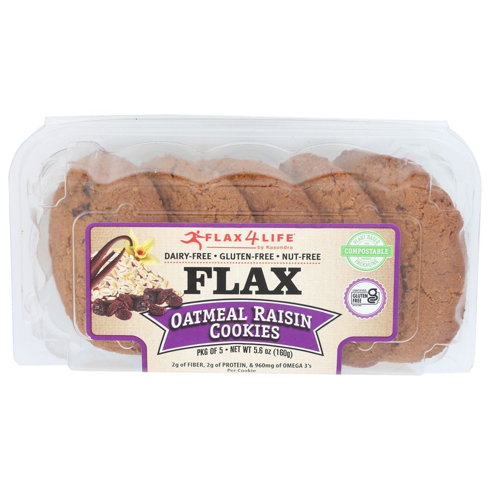 Flax 4 life Oatmeal Raisin Cookies, 5.6 Ounce -- 8 per case