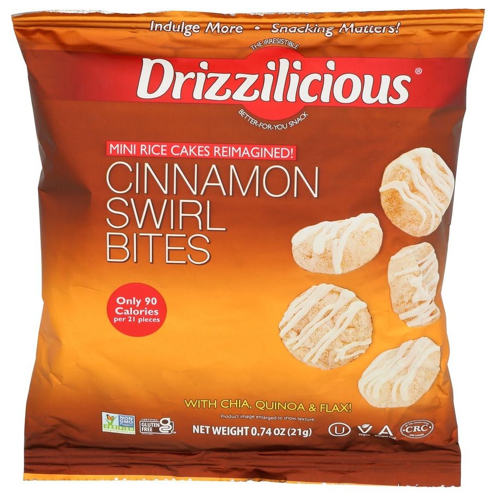 Drizzilicious Mini Cinnamon Swirl Bites Rice Cake, 0.74 Ounce -- 80 per case
