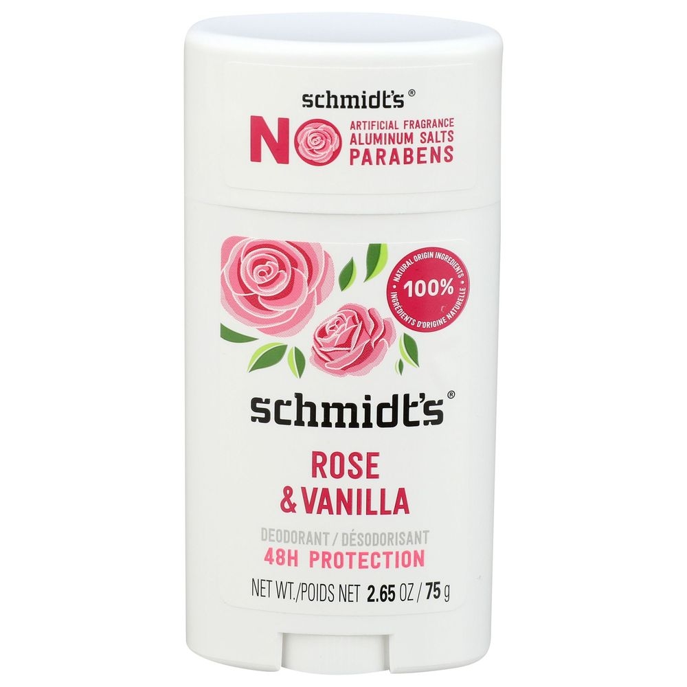 Schmidts Rose and Vanilla Deodorant Stick, 2.65 Ounce