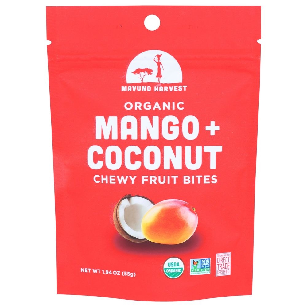 Mavuno Harvest Organic Mango and Coconut Chewy Fruit Bites, 1.94 Ounce -- 8 per case