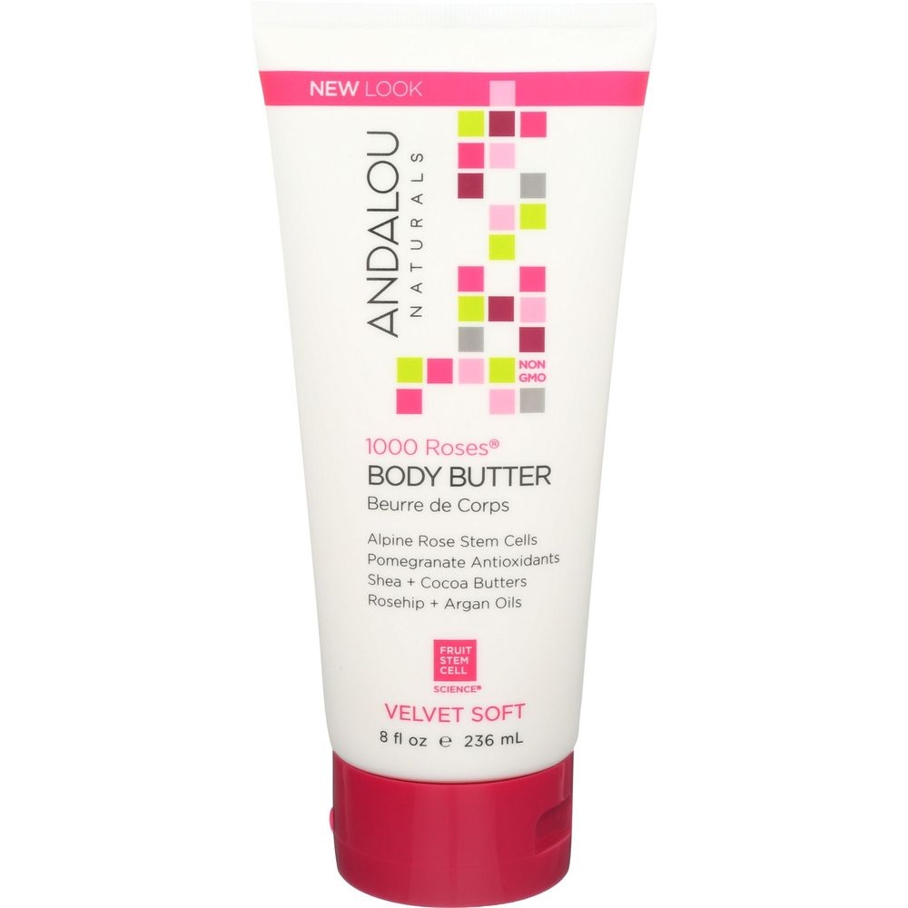 Andalou Naturals 1000 Roses Velvet Soft Body Butter, 8 Ounce