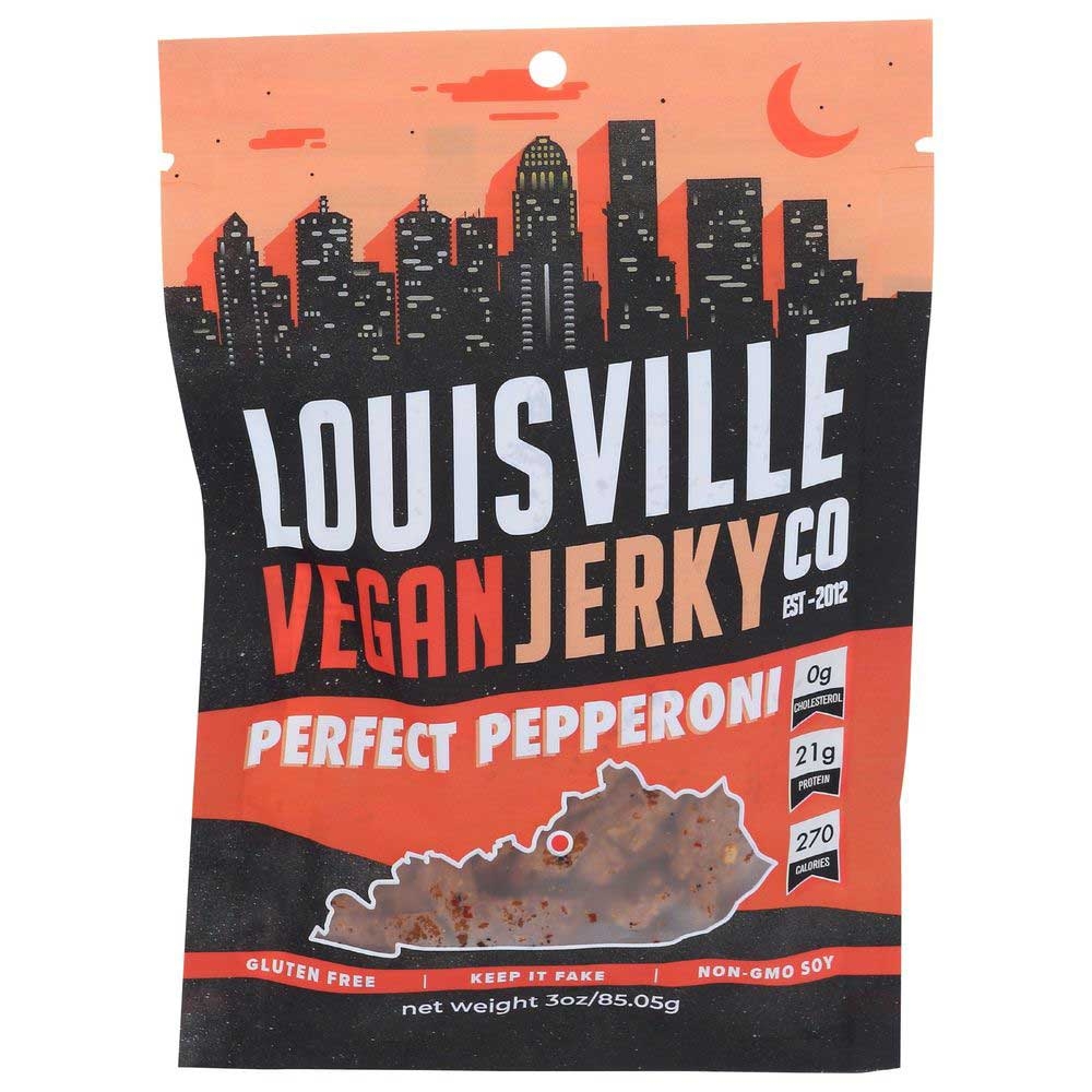 Louisville Vegan Jerky Perfect Pepperoni, 3 Ounce -- 10 per case
