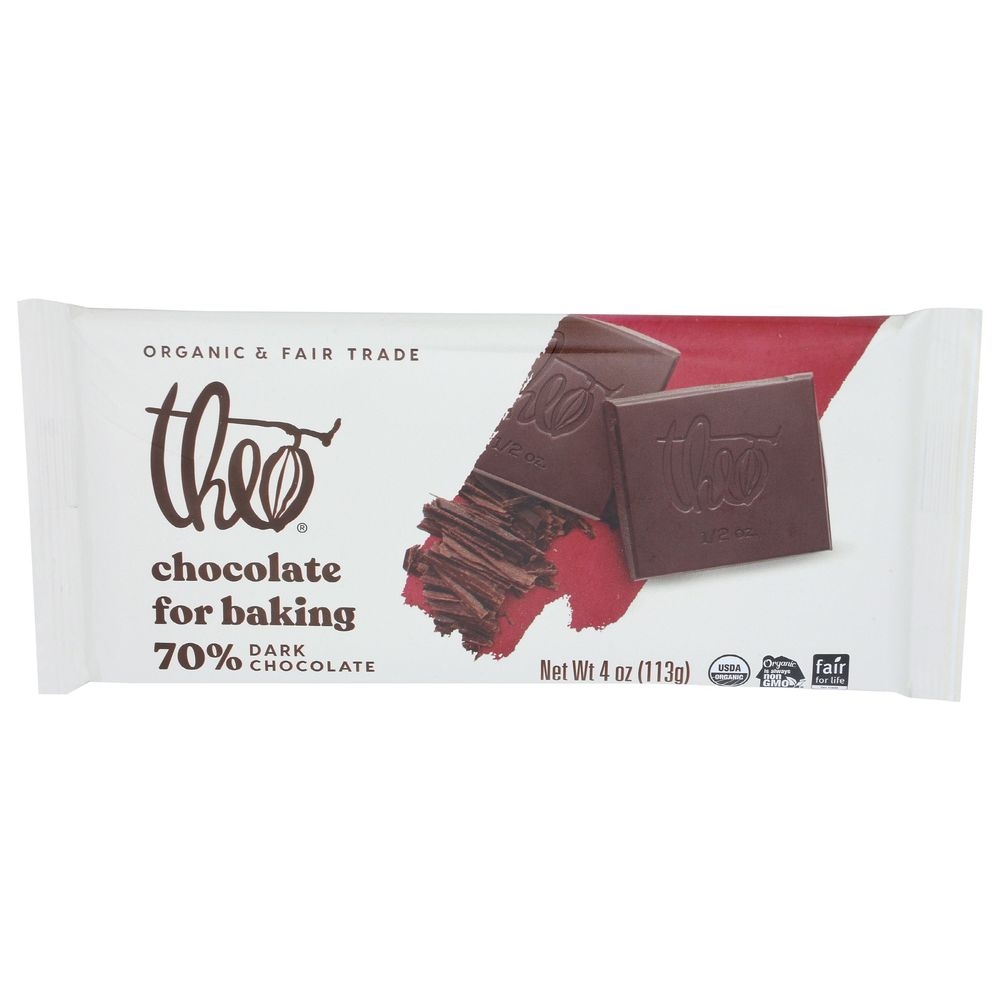Theo 70 Percent Dark Chocolate Bar, 4 Ounce -- 10 per case