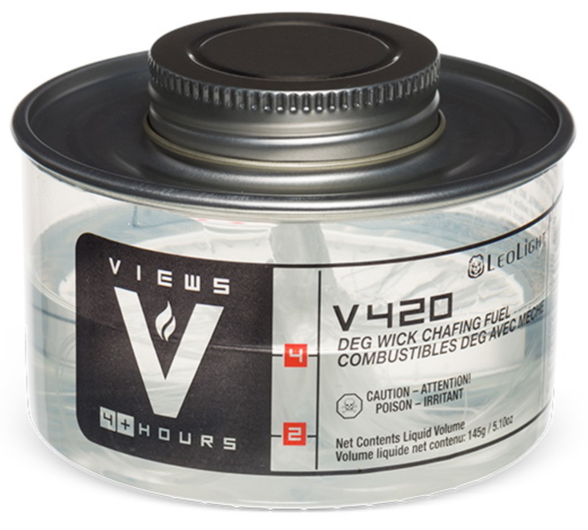 LeoLight Views 4 Plus Hours Wick Chafing Fuel with Clear Can -- 24 per case