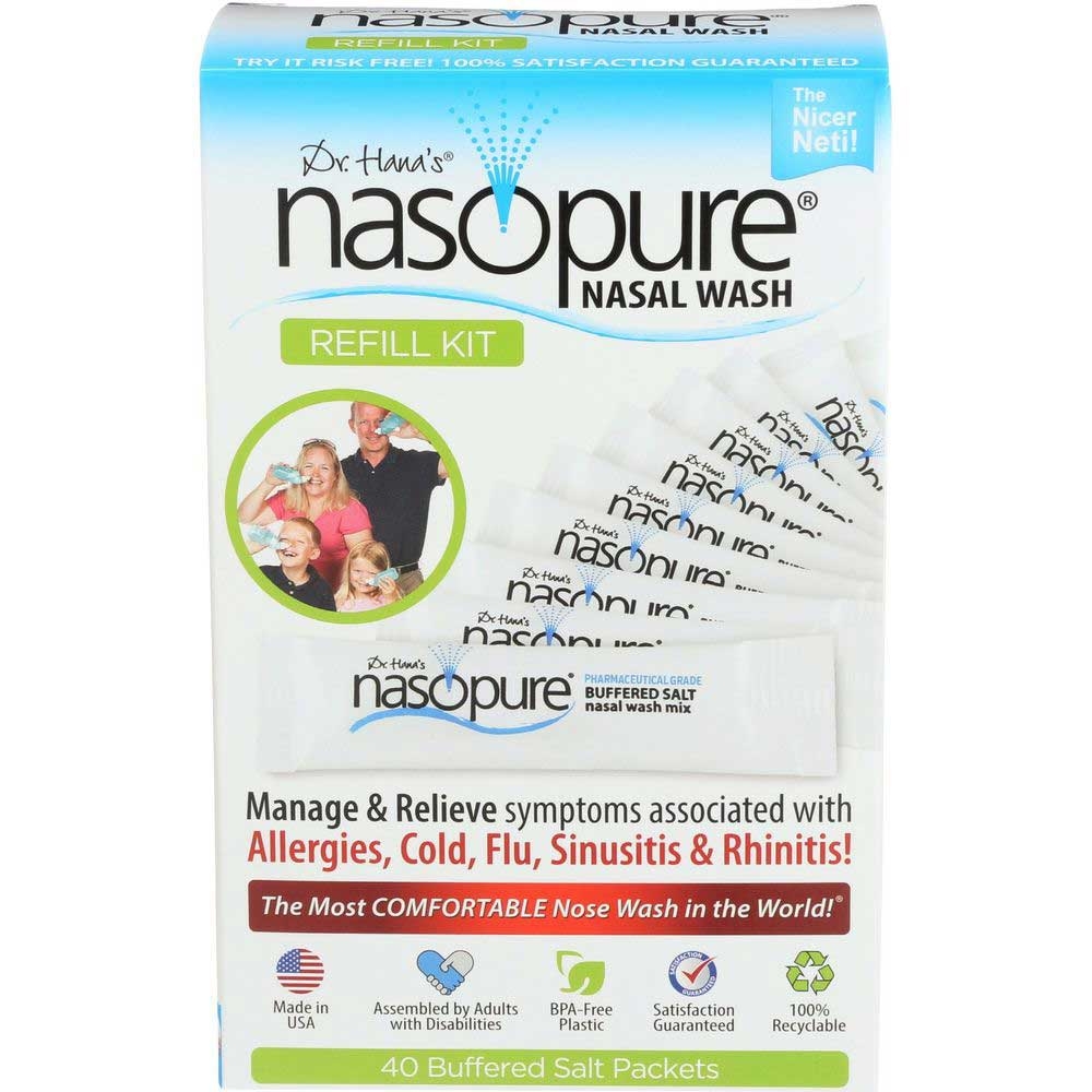 Dr. Hanas Nasopure Nasal Wash Salt Packet Refill Kit - 40 count per pack