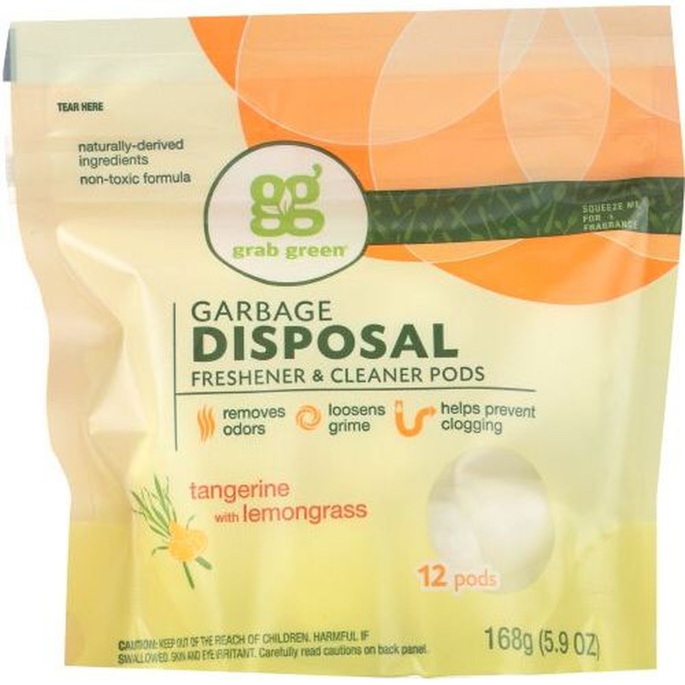 Grab Green Tangerine with Lemongrass Garbage Disposal Freshener and Cleaner Pod, 5.9 Ounce -- 12 per case