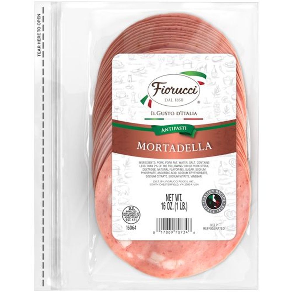 Fiorucci Premium-Sliced Mortadella, 16 Ounce -- 12 per case