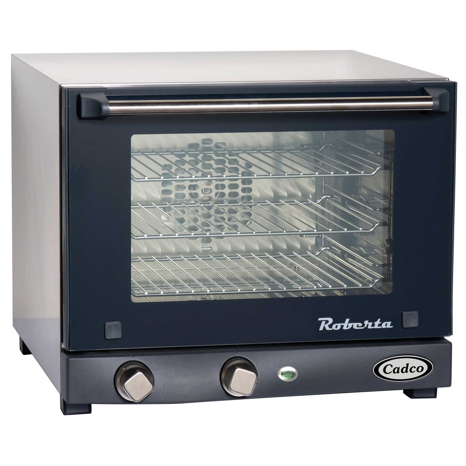 Cadco Quarter Size 3 Shelf Manual Control Stainless Steel Convection Oven, 18 7/8 x 15 3/4 x 21 1/2 inch