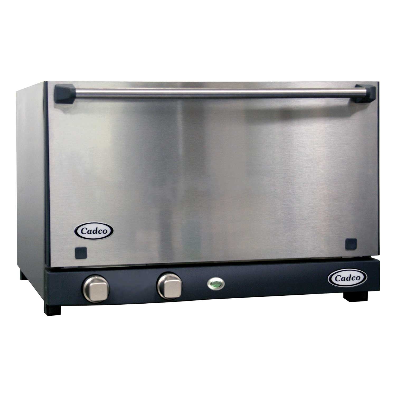 Cadco Half Size Medium Duty 3 Shelf Manual Control Stainless Steel Catering Convection Oven with Stainless Door, 23 5/8 x 15 3/4 x 23 3/4 inch
