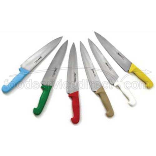 Red Handle Alegacy Stainless Steel Cook Knife with Color Code Handle, 12 inch Blade Length.