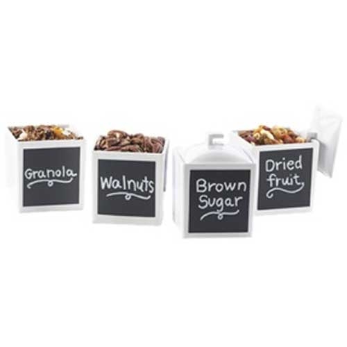 Cal Mil White Melamine Square Jar with Full Lid, 4 x 4 x 4 inch