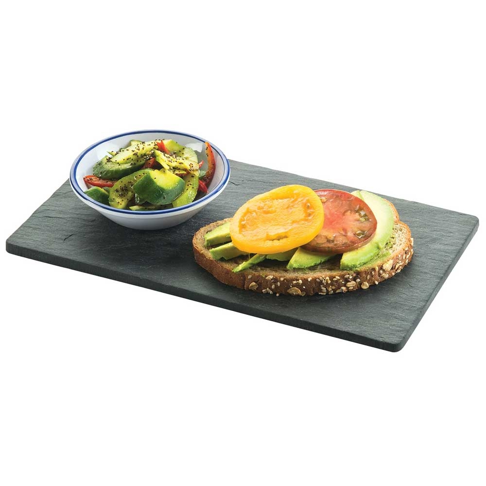 Cal Mil Melamine Black Rectangle Faux Slate Serving Board, 12 x 6.75 x .5 inch