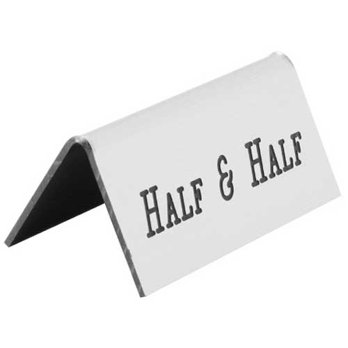 Cal Mil Silver with Black Half and Half Beverage Tent, 3 x 1 x 1.5 inch