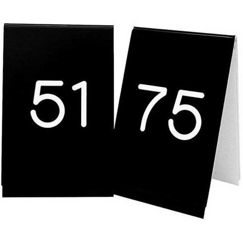Cal-Mil Black with White Engraved 51 to 75 Number Tent Set, 3.5 x 5 inch