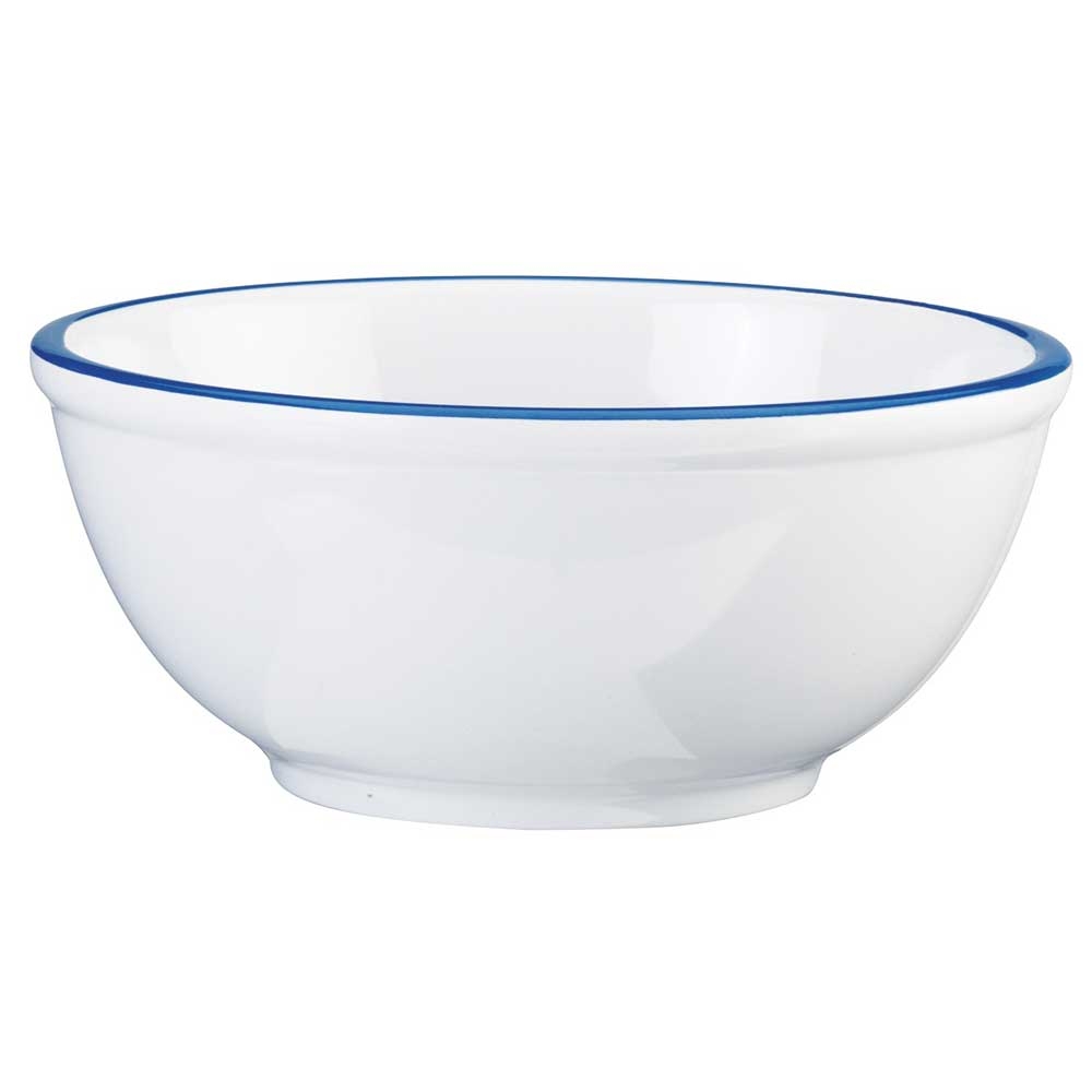 Cal Mil White Enamelware Melamine Bowl, 8.125 inch Dia x 3.625 inch