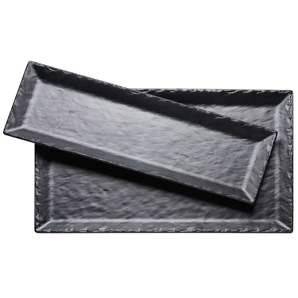 Cal Mil Melamine Black Rectangle Faux Slate Platter, 13 x 10 x 1 inch