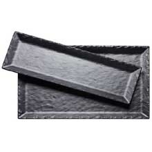 Cal-Mil Melamine Black Rectangle Faux Slate Platter with Raised Rim, 21 x 13 x 1 inch