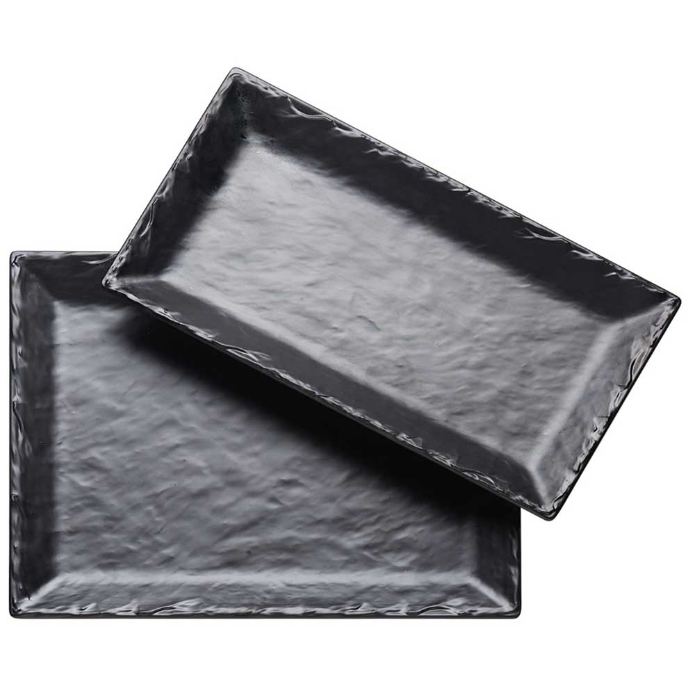 Cal Mil Melamine Black Rectangle Faux Slate Platter, 13 x 7 x 1 inch