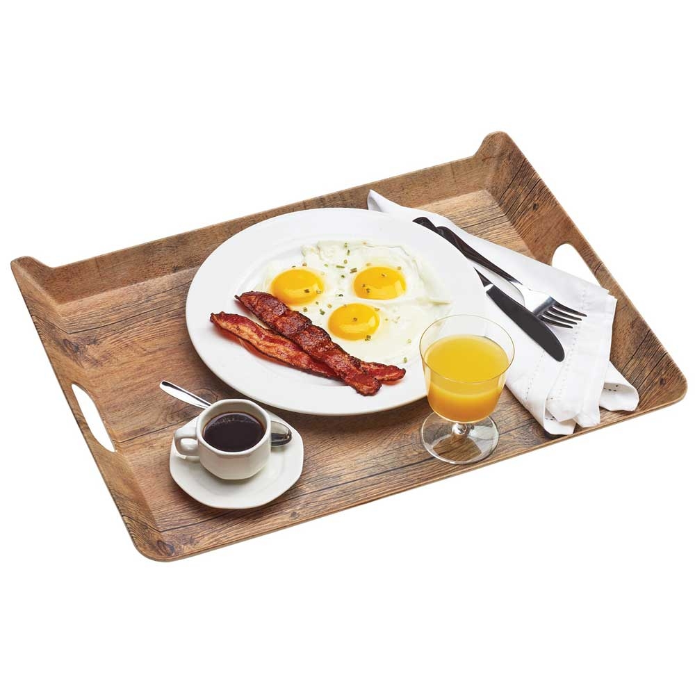 Cal Mil Melamine Hickory Tray, 20 x 15.5 x 2 inch