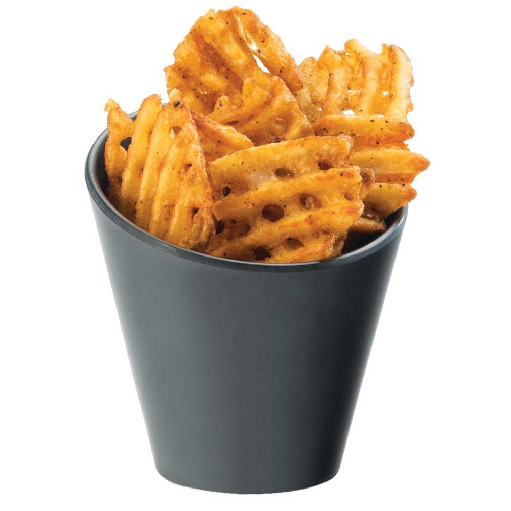 Cal Mil Faux Slate Black Concave French Fry Holder, 4.25 inch Dia x 4.25 inch
