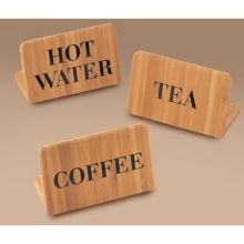 Cal Mil Bamboo Sign - Hot Water, 3 x 2 x 1 inch