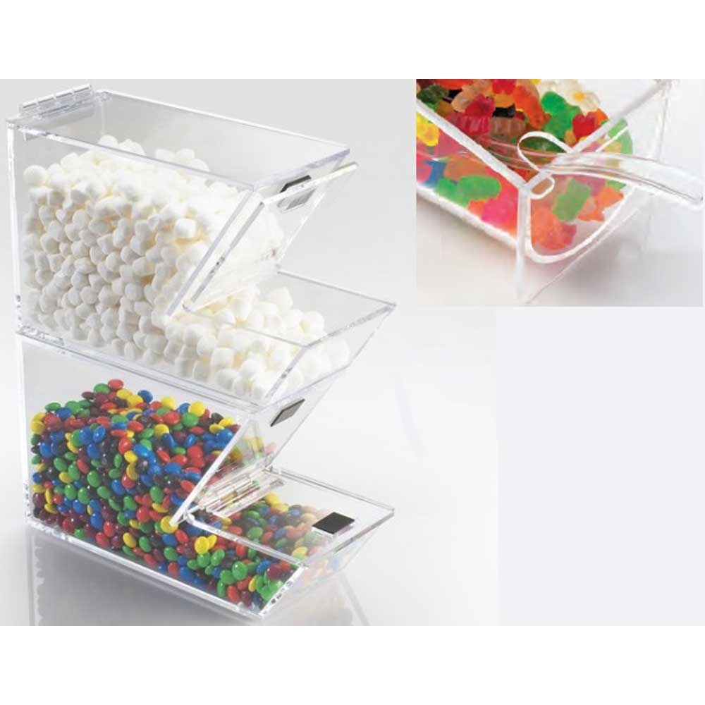Cal Mil Classis Acrylic Stackable Topping Dispenser with Notch Lid, 4 x 11 x 7 inch