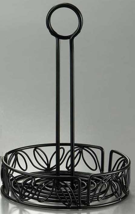 American Metalcraft 7.75 inch Dia Black Iron Condiment Racks with Leaf Design