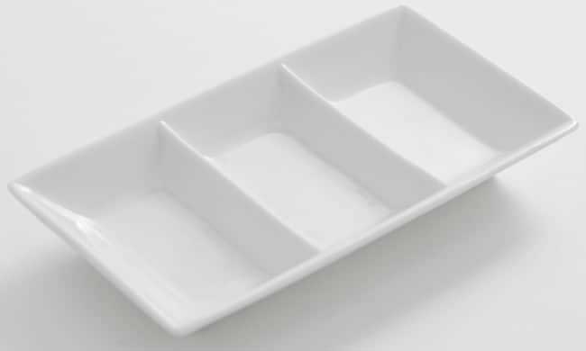 American Metalcraft Porcelain Three Compartment Sauce Dish, 6 x 3 inch