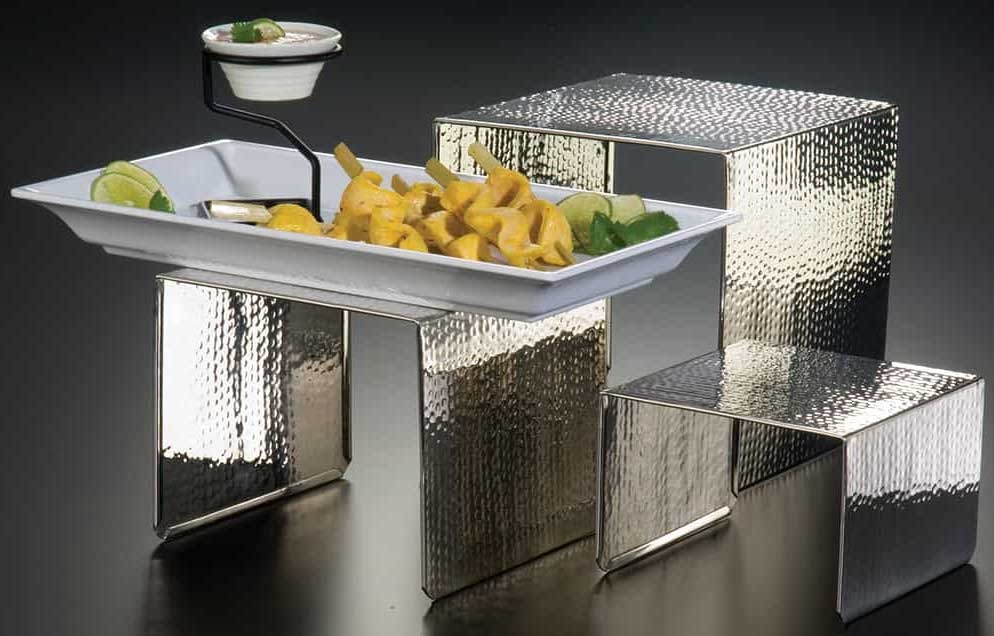 American Metalcraft Stainless Steel Hammered Riser Set