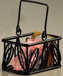 American Metalcrafts Leaf Sugar Black Packet Basket, 5 x 3 x 3 inch