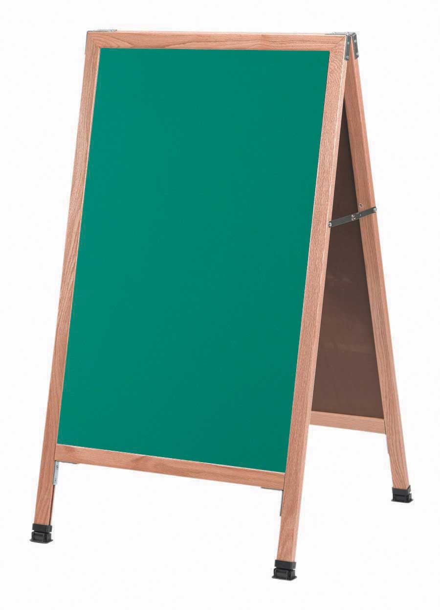 Aarco Solid Oak Wood A-Frame Sidewalk Green Composition Chalkboard, 42 x 24 inch