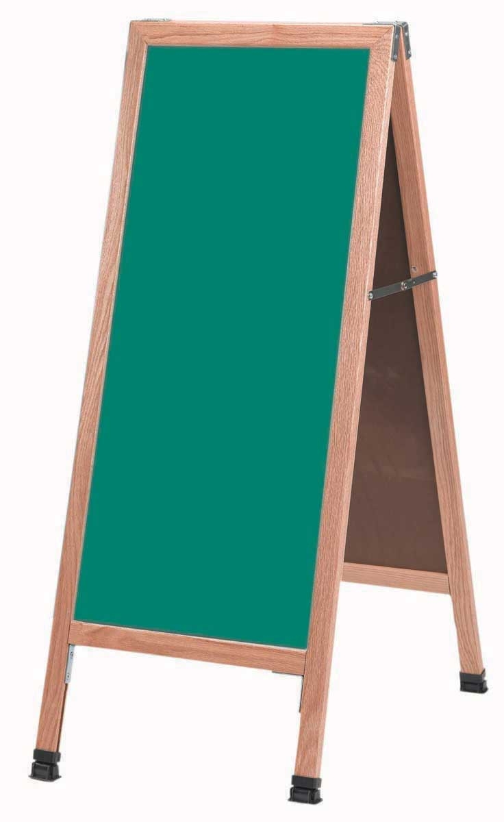 Aarco Solid Oak Wood A-Frame Sidewalk Green Composition Chalkboard, 42 x 18 inch