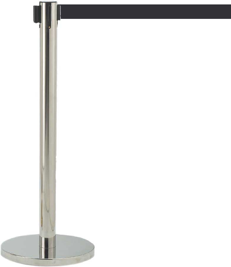 Aarco Economy Lightweight Form-A-Line (TM) Chrome Style Crowd Control System with 7 Feet Black Belt