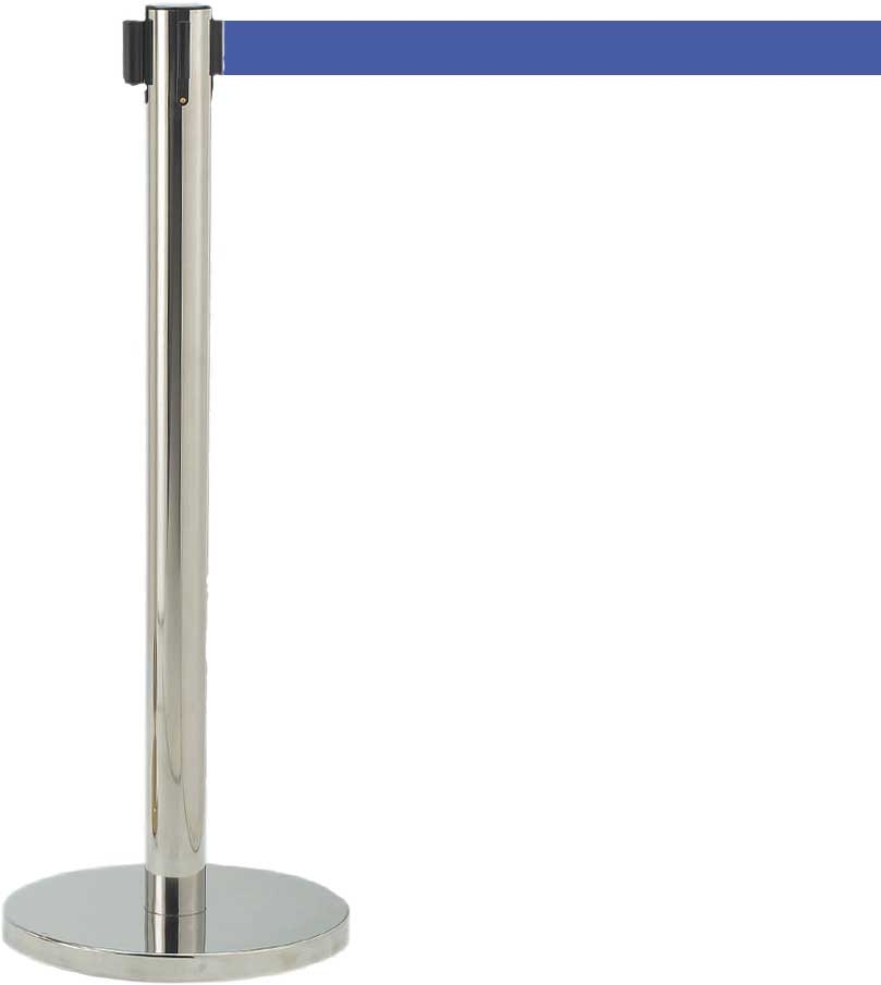 Aarco Economy Lightweight Form-A-Line (TM) Chrome Style Crowd Control System with 7 Feet Blue Belt