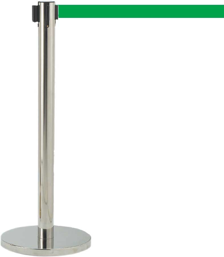 Aarco Economy Lightweight Form-A-Line (TM) Chrome Style Crowd Control System with 7 Feet Green Belt