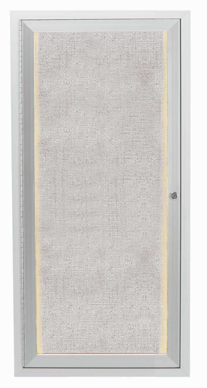 Aarco Indoor/Outdoor Enclosed Aluminum Framed Satin Anodized Bulletin Board with LED Lighting, 24 x 12 inch