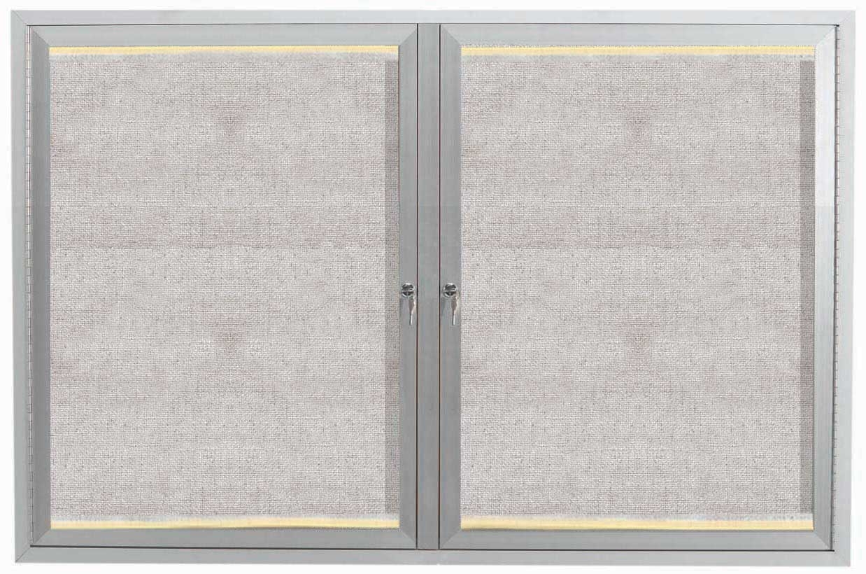 Aarco Indoor/Outdoor Enclosed Aluminum Framed Satin Anodized Bulletin Board with LED Lighting, 36 x 48 inch