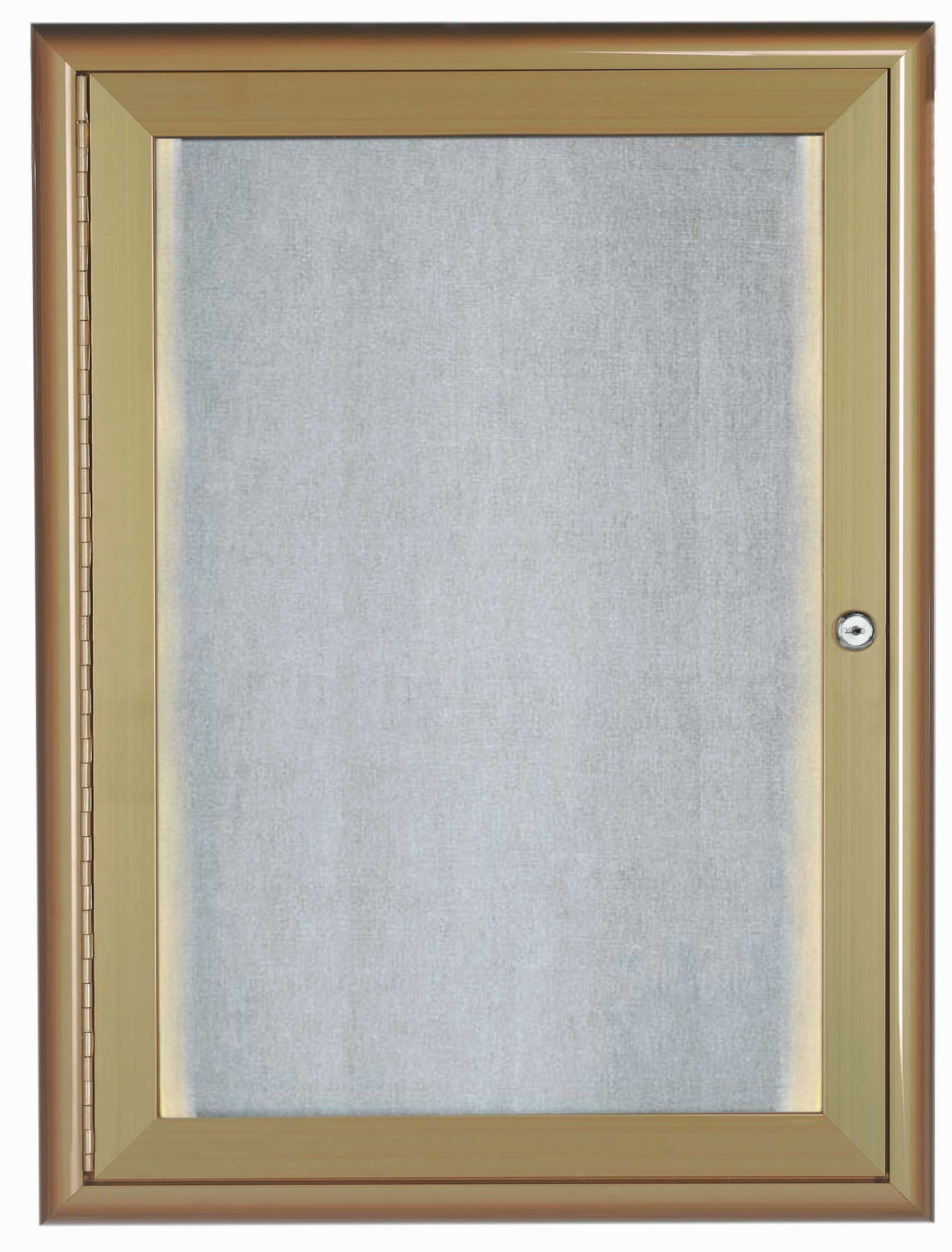 Aarco Indoor/Outdoor Waterfall Series Antique Brass Enclosed Bulletin Board with LED Lighting, 24 x 18 inch