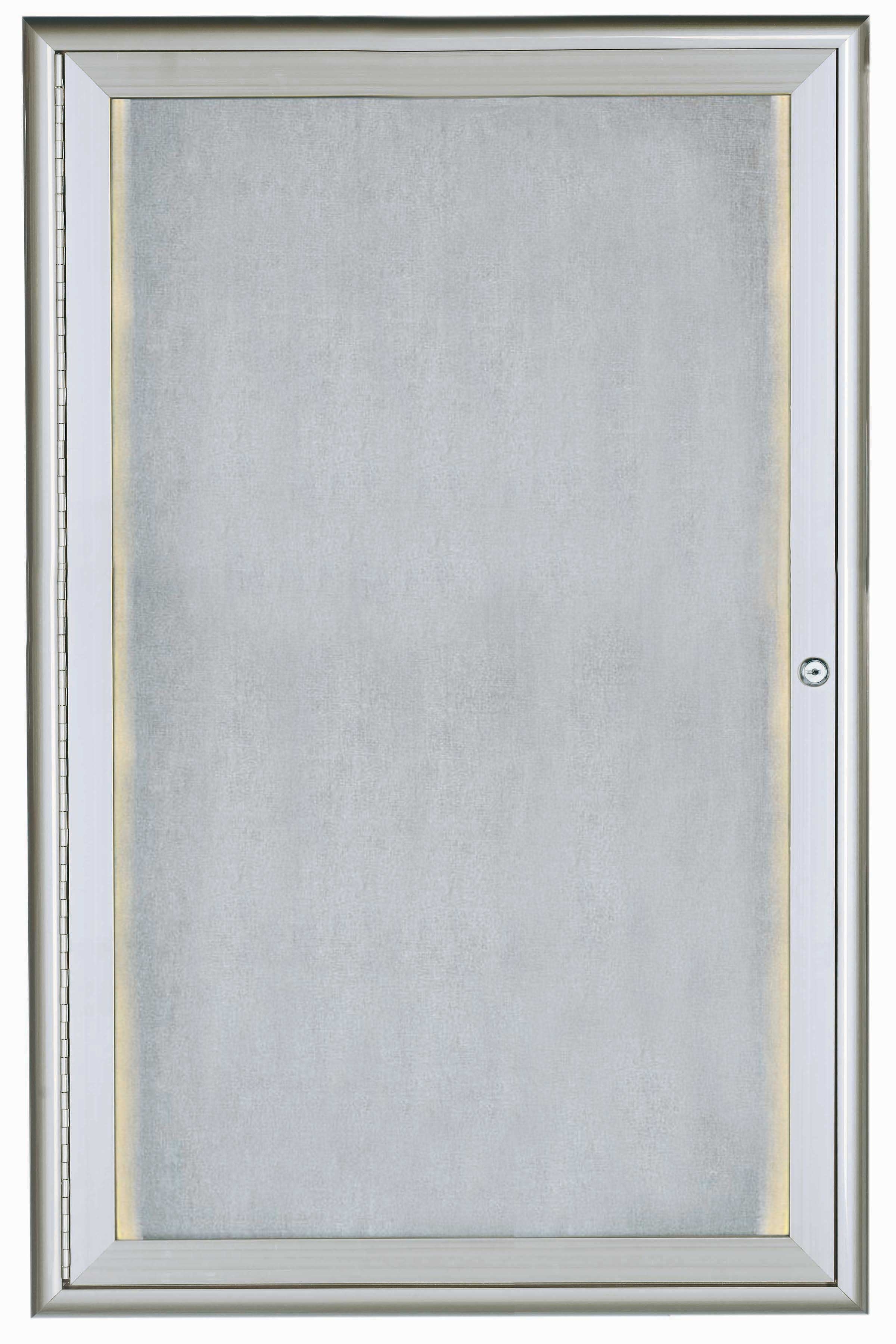 Aarco Indoor/Outdoor Waterfall Series Clear Satin Anodized Silver Enclosed Bulletin Board with LED Lighting, 36 x 24 inch