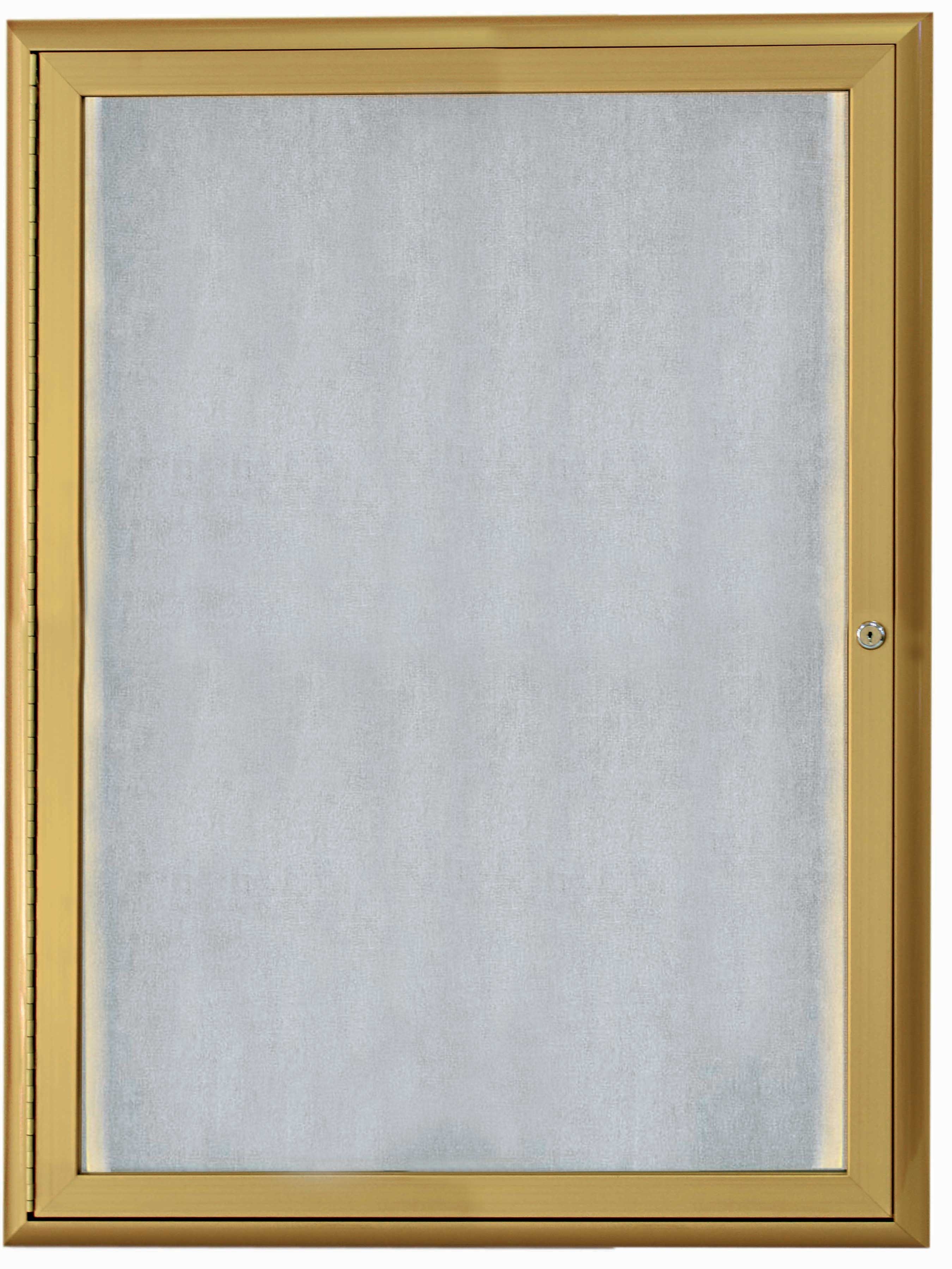 Aarco Indoor/Outdoor Waterfall Series Gold Enclosed Bulletin Board with LED Lighting, 36 x 24 inch