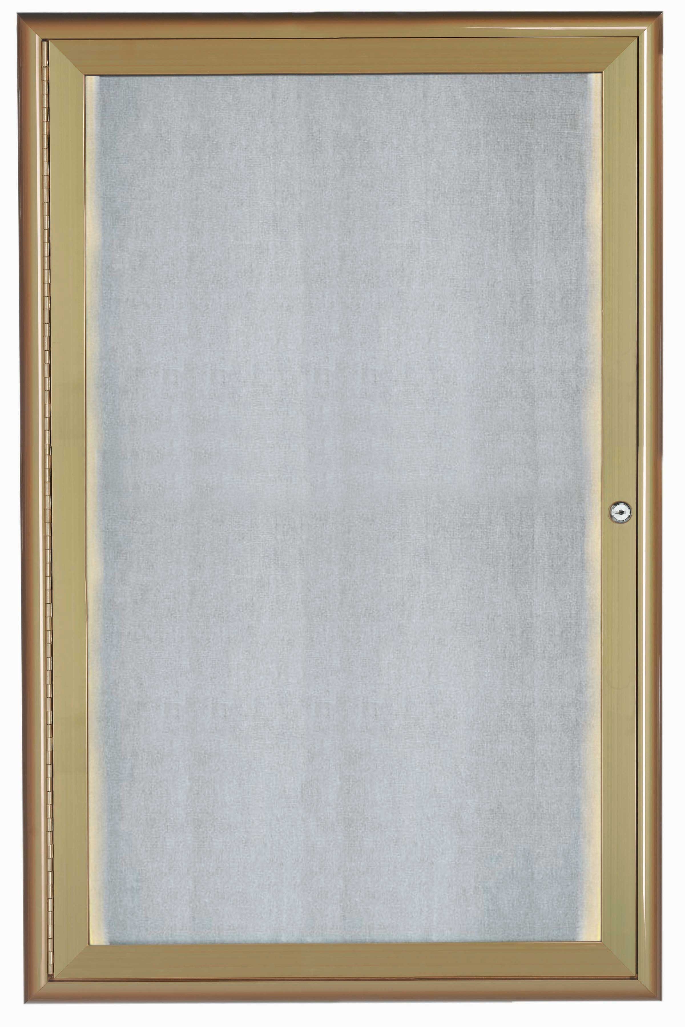 Aarco Indoor/Outdoor Waterfall Series Antique Brass Enclosed Bulletin Board with LED Lighting, 36 x 24 inch
