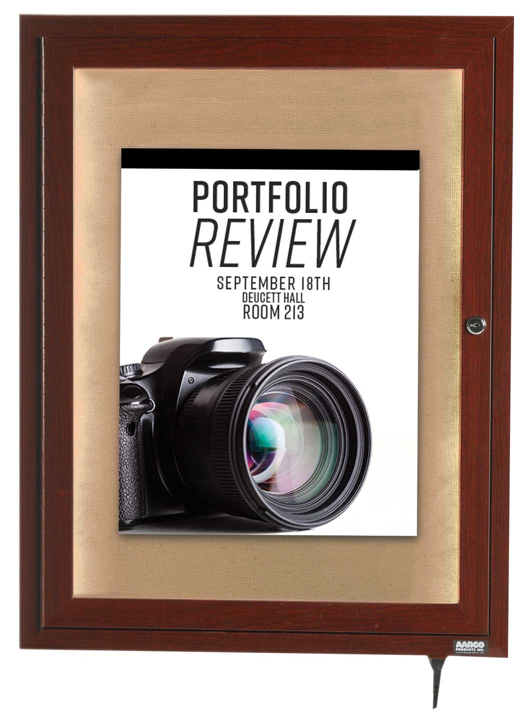 Aarco LED Lighted Walnut Wood Finish Outdoor Display Case, 24 x 18 inch