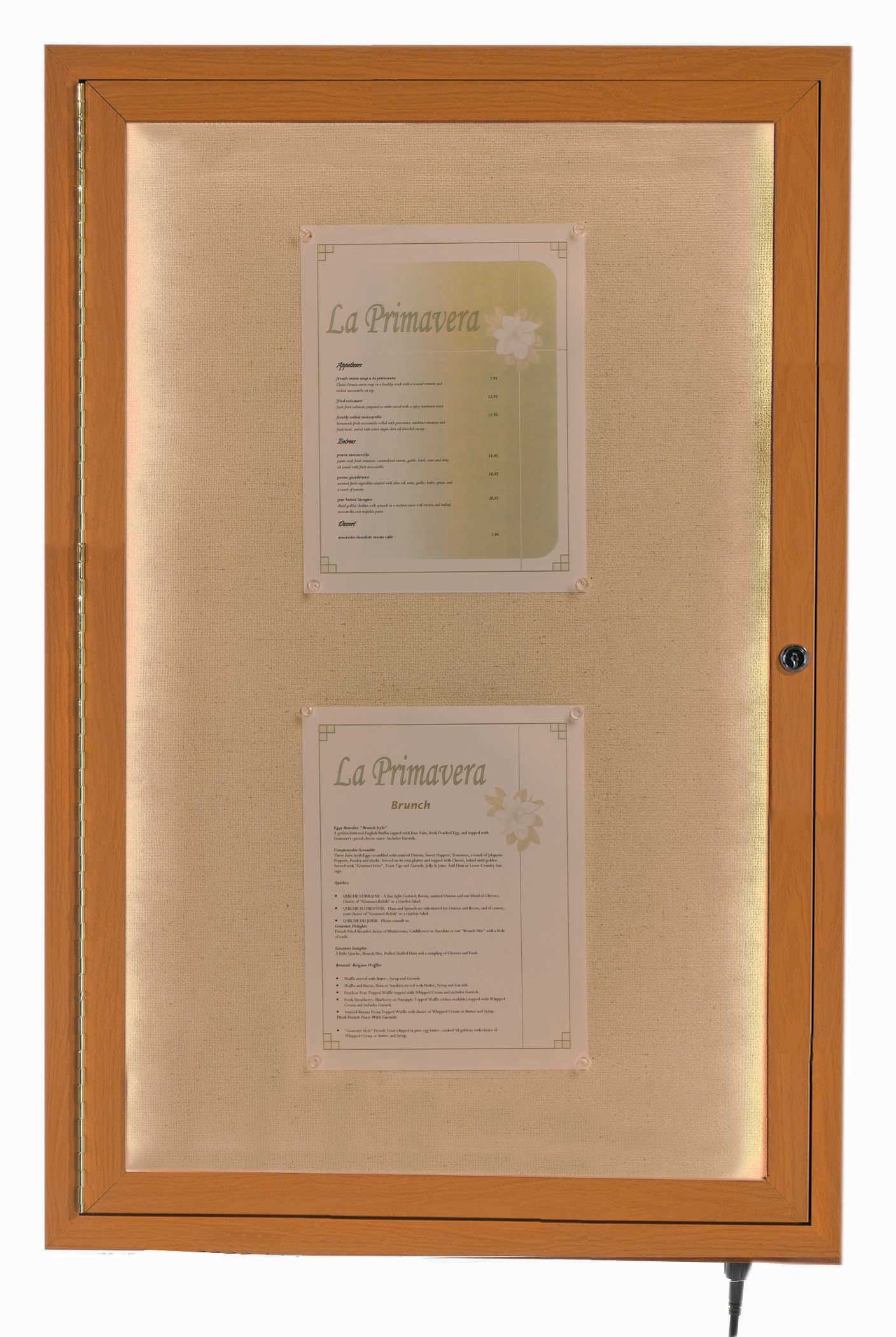 Aarco LED Lighted Oak Wood Finish Outdoor Display Case, 36 x 24 inch