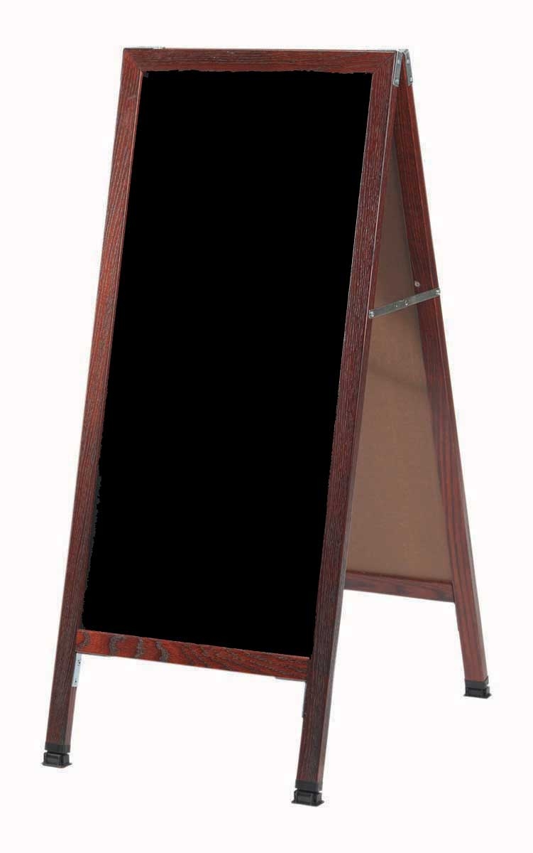 Aarco Solid Oak Wood with Cherry Finish A-Frame Sidewalk Black Melamine Markerboard, 42 x 18 inch