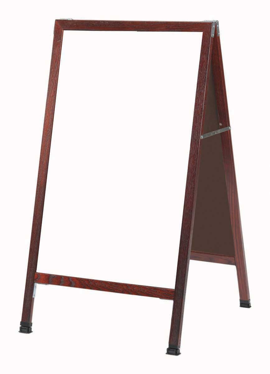 Aarco Solid Oak Wood with Cherry Finish A-Frame Sidewalk White Melamine Markerboard, 42 x 24 inch