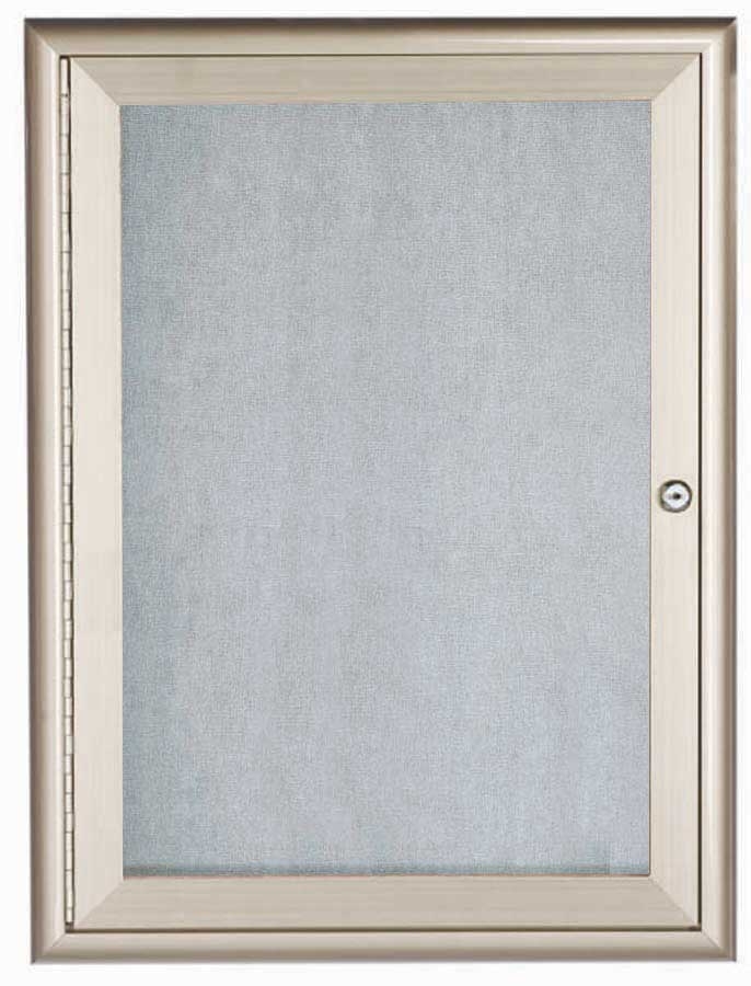 Aarco Indoor/Outdoor Waterfall Series Clear Satin Anodized Silver Enclosed Bulletin Board, 36 x 24 inch