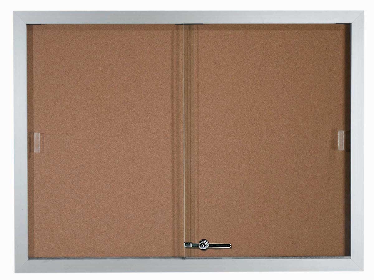 Aarco Enclosed Bulletin Board with Sliding Glass Doors, 36 x 48 inch