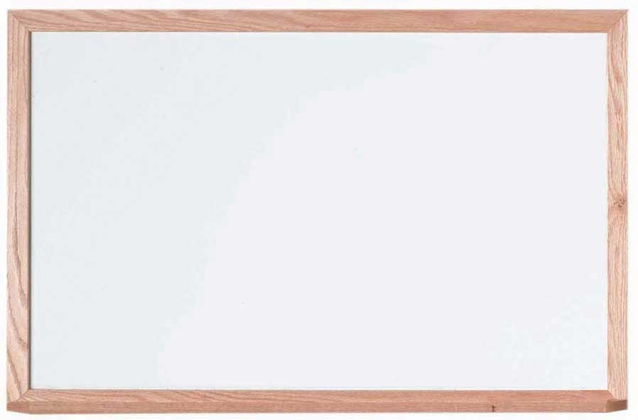 Aarco General Purpose Commercial Series Melamine White Markerboard with Solid Red Oak Frame, 24 x 36 inch