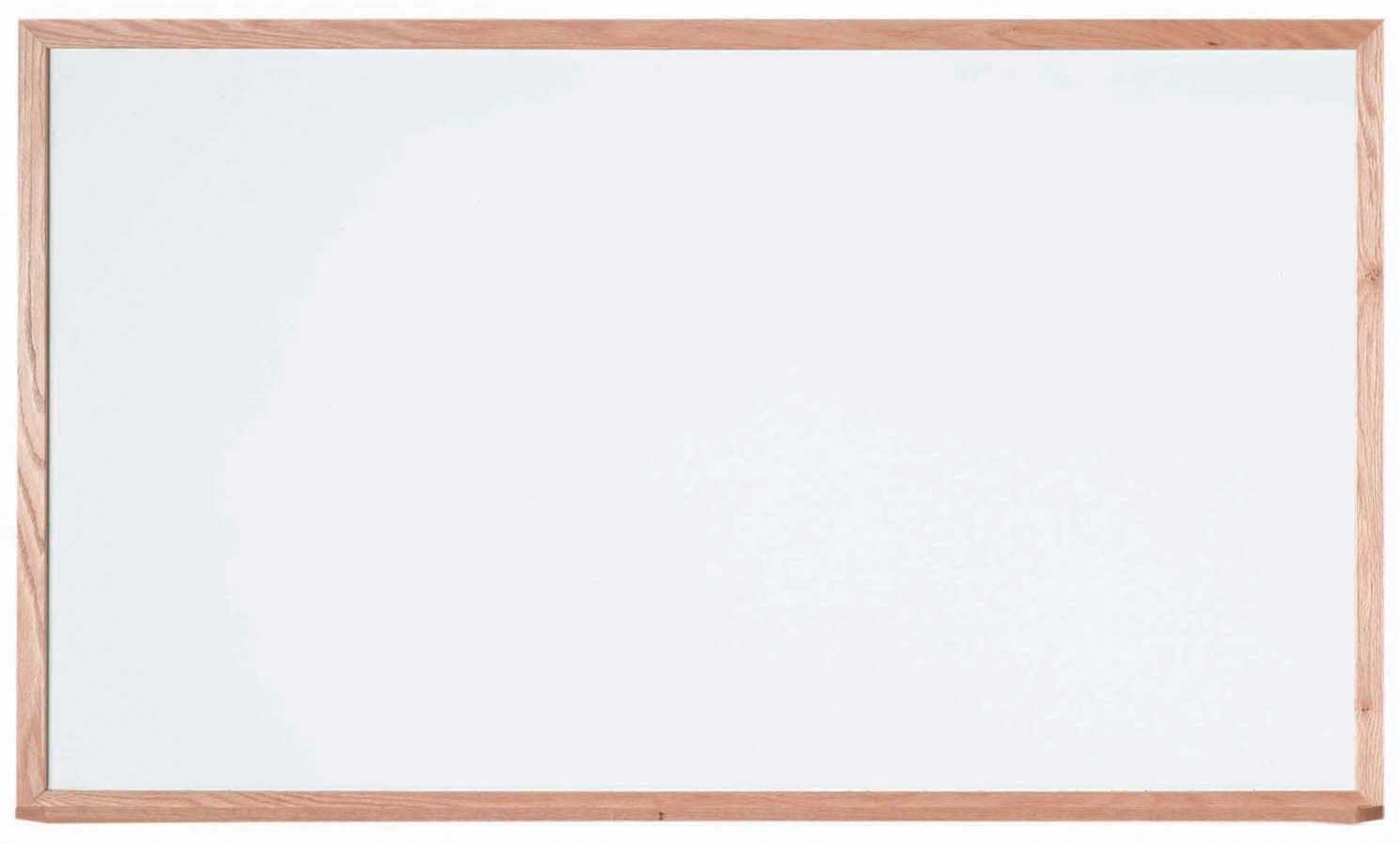 Aarco General Purpose Commercial Series Melamine White Markerboard with Solid Red Oak Frame, 36 x 60 inch